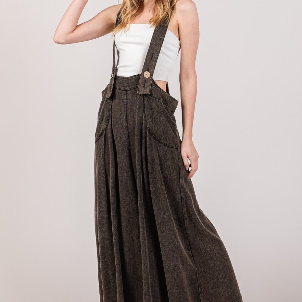 SAGE + FIG Full Size Wide Strap Wide Leg Overalls - Picture 3 of 3